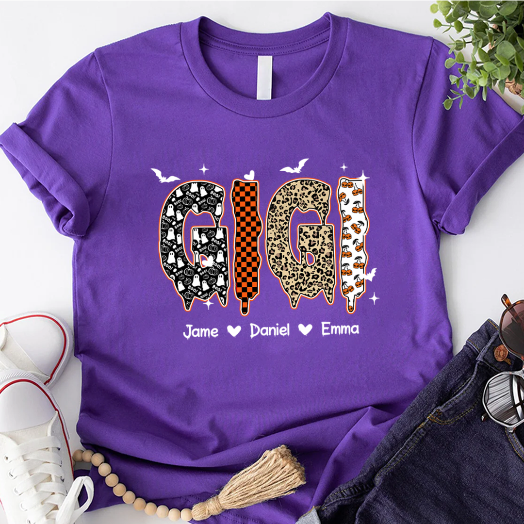 Personalized Halloween Pumpkin Gigi and Grandkids Shirt