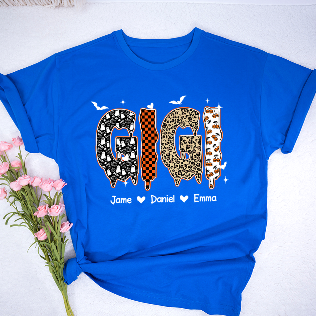 Personalized Halloween Pumpkin Gigi and Grandkids Shirt