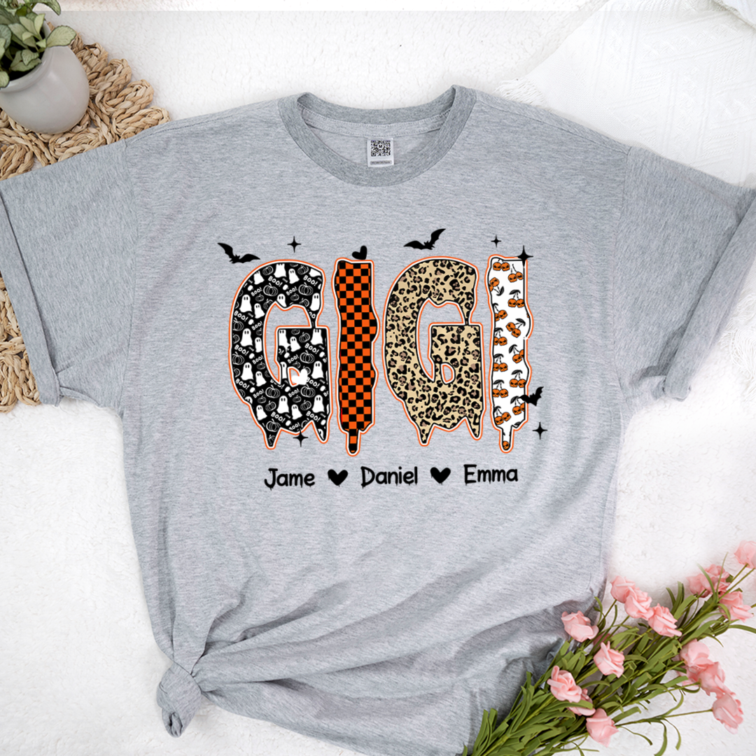 Personalized Halloween Pumpkin Gigi and Grandkids Shirt