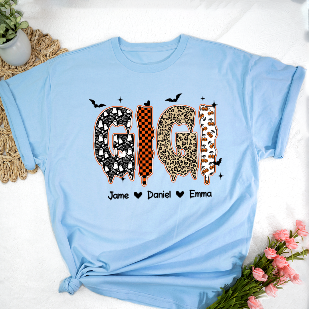 Personalized Halloween Pumpkin Gigi and Grandkids Shirt