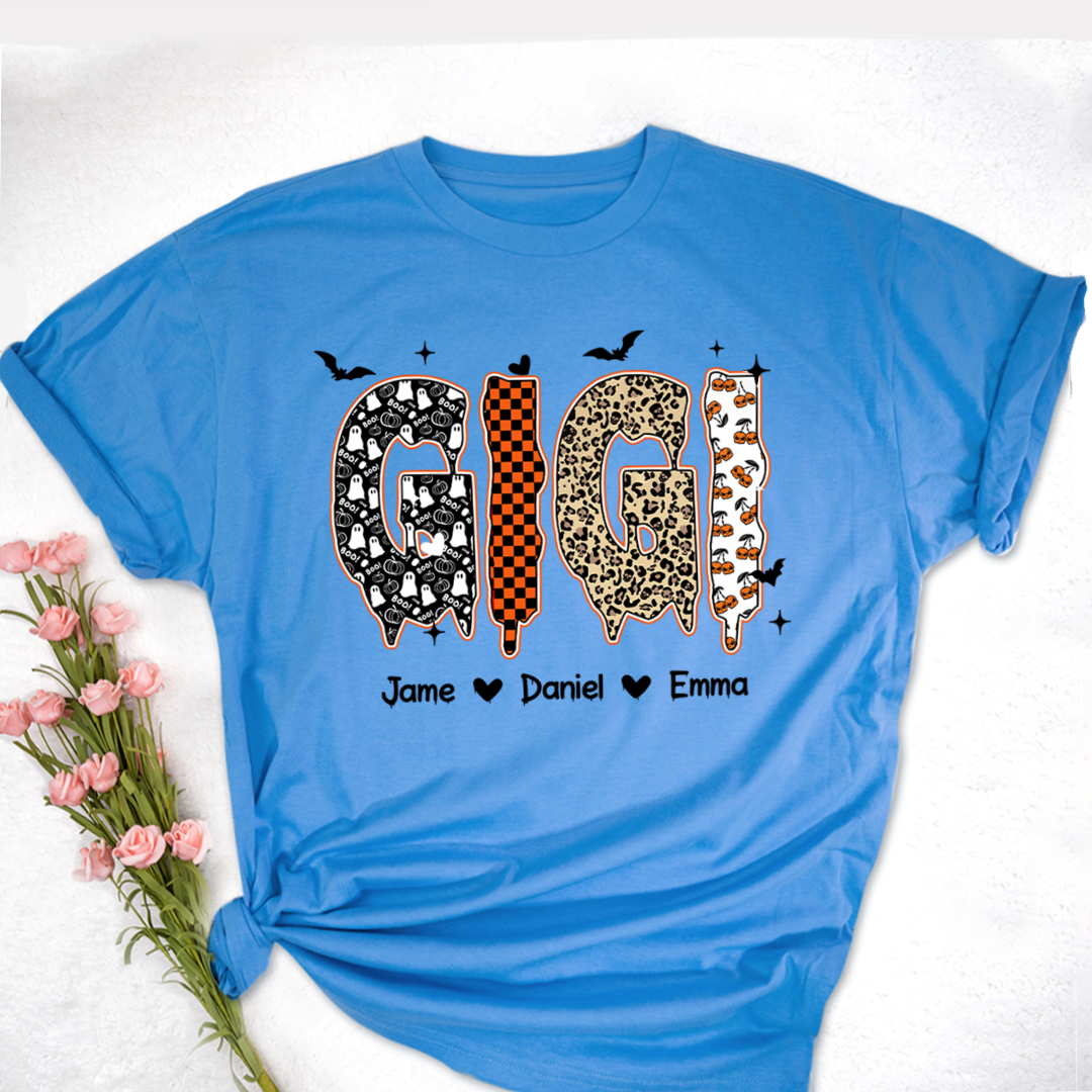 Personalized Halloween Pumpkin Gigi and Grandkids Shirt