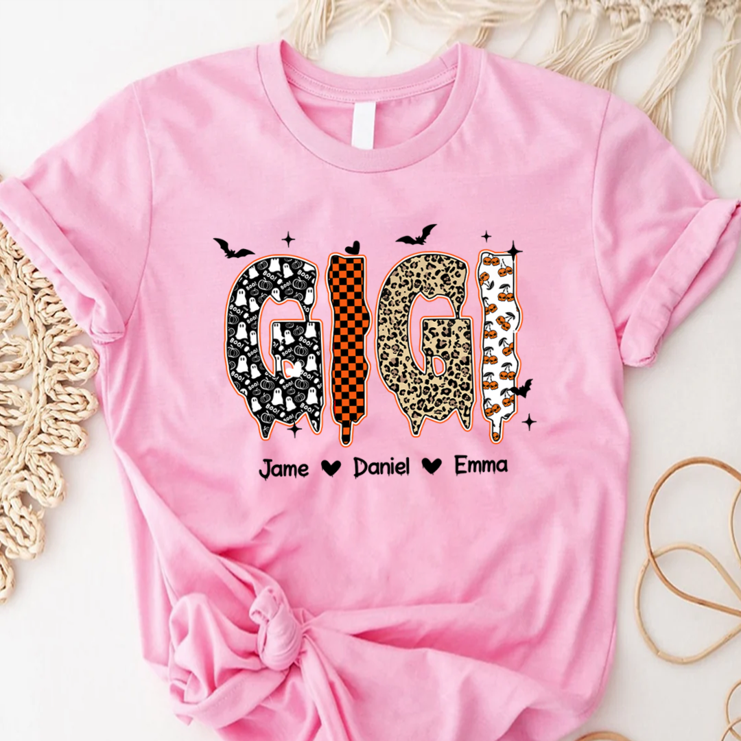 Personalized Halloween Pumpkin Gigi and Grandkids Shirt