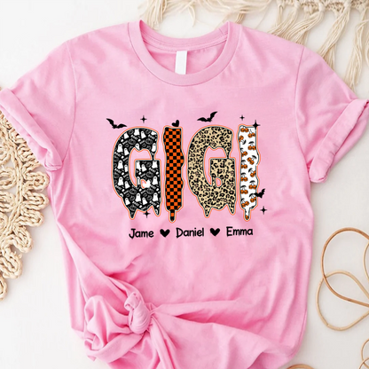Personalized Halloween Pumpkin Gigi and Grandkids Shirt