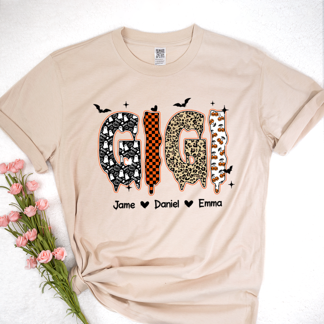 Personalized Halloween Pumpkin Gigi and Grandkids Shirt