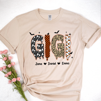 Personalized Halloween Pumpkin Gigi and Grandkids Shirt