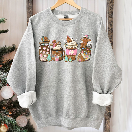 Gingerbread Christmas Coffee Shirt, Christmas coffee Sweatshirt, women Holiday sweater, Xmas Tee, Coffee Lover gift, Latte drink Crewneck