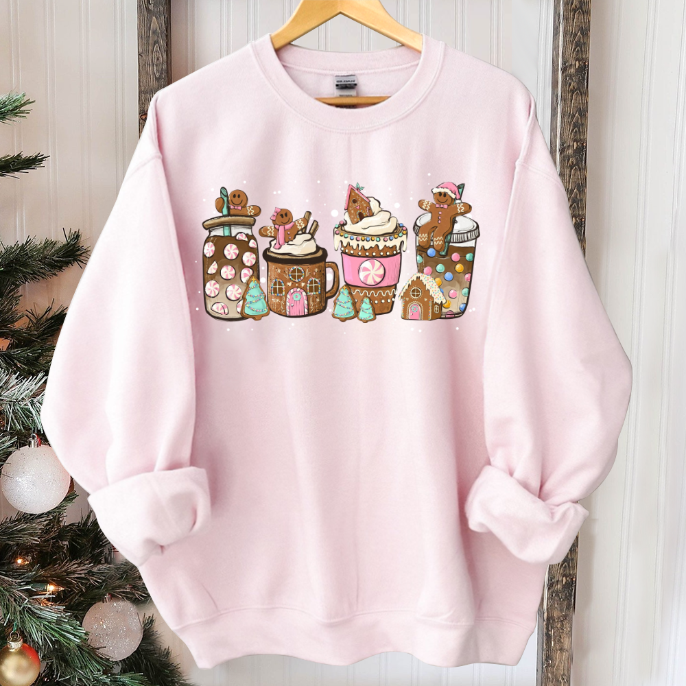 Gingerbread Christmas Coffee Shirt, Christmas coffee Sweatshirt, women Holiday sweater, Xmas Tee, Coffee Lover gift, Latte drink Crewneck