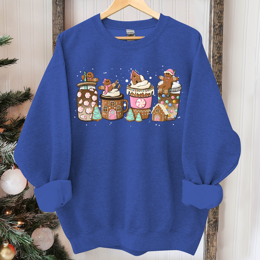 Gingerbread Christmas Coffee Shirt, Christmas coffee Sweatshirt, women Holiday sweater, Xmas Tee, Coffee Lover gift, Latte drink Crewneck