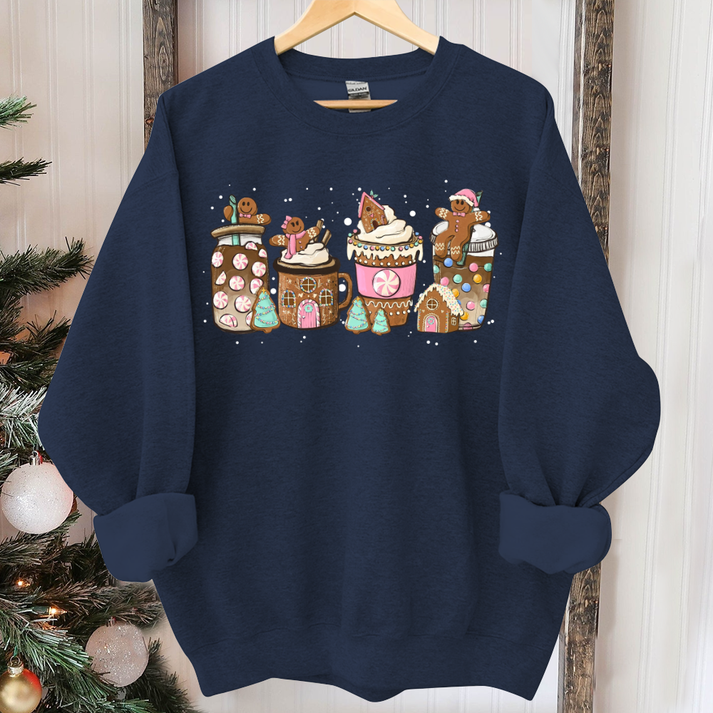 Gingerbread Christmas Coffee Shirt, Christmas coffee Sweatshirt, women Holiday sweater, Xmas Tee, Coffee Lover gift, Latte drink Crewneck