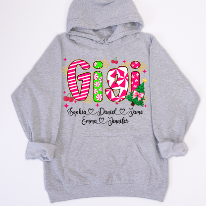 Glitter Christmas Colorful Gigi Custom Grandma And Grandkids Shirt