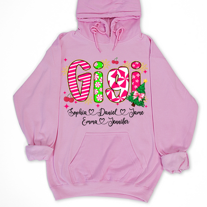 Glitter Christmas Colorful Gigi Custom Grandma And Grandkids Shirt