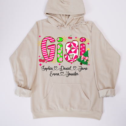 Glitter Christmas Colorful Gigi Custom Grandma And Grandkids Shirt