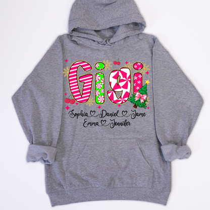 Glitter Christmas Colorful Gigi Custom Grandma And Grandkids Shirt