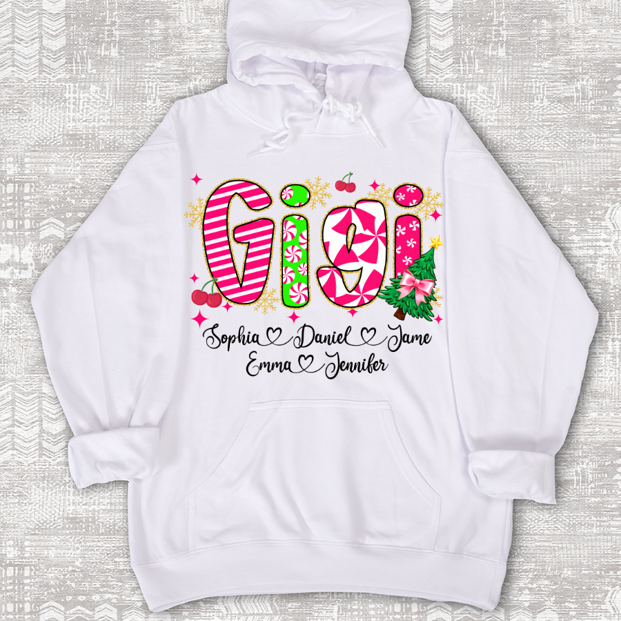 Glitter Christmas Colorful Gigi Custom Grandma And Grandkids Shirt