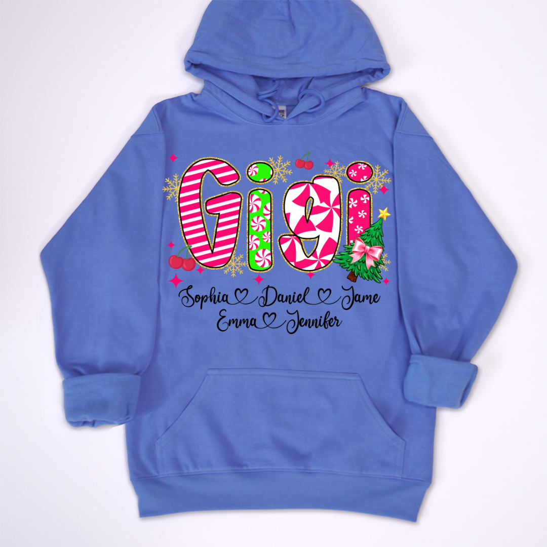 Glitter Christmas Colorful Gigi Custom Grandma And Grandkids Shirt