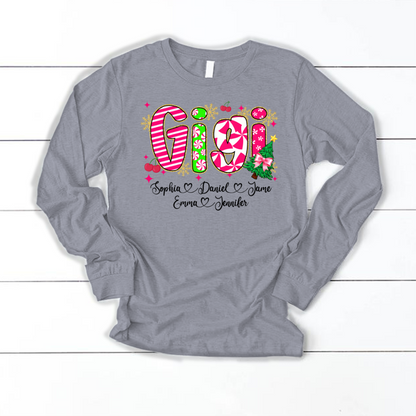 Glitter Christmas Colorful Gigi Custom Grandma And Grandkids Shirt