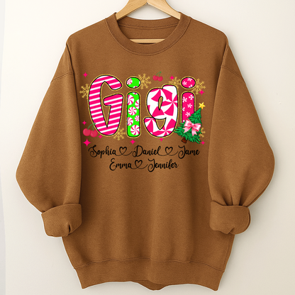 Glitter Christmas Colorful Gigi Custom Grandma And Grandkids Shirt