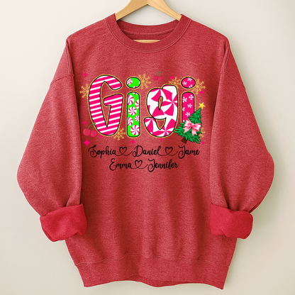 Glitter Christmas Colorful Gigi Custom Grandma And Grandkids Shirt
