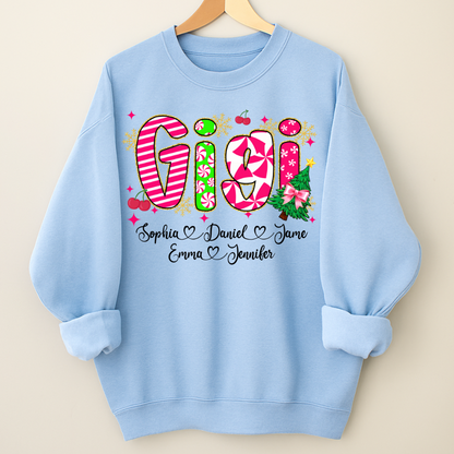 Glitter Christmas Colorful Gigi Custom Grandma And Grandkids Shirt