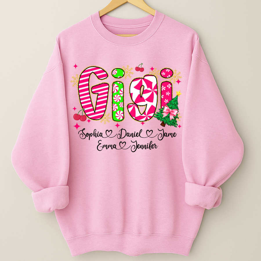 Glitter Christmas Colorful Gigi Custom Grandma And Grandkids Shirt