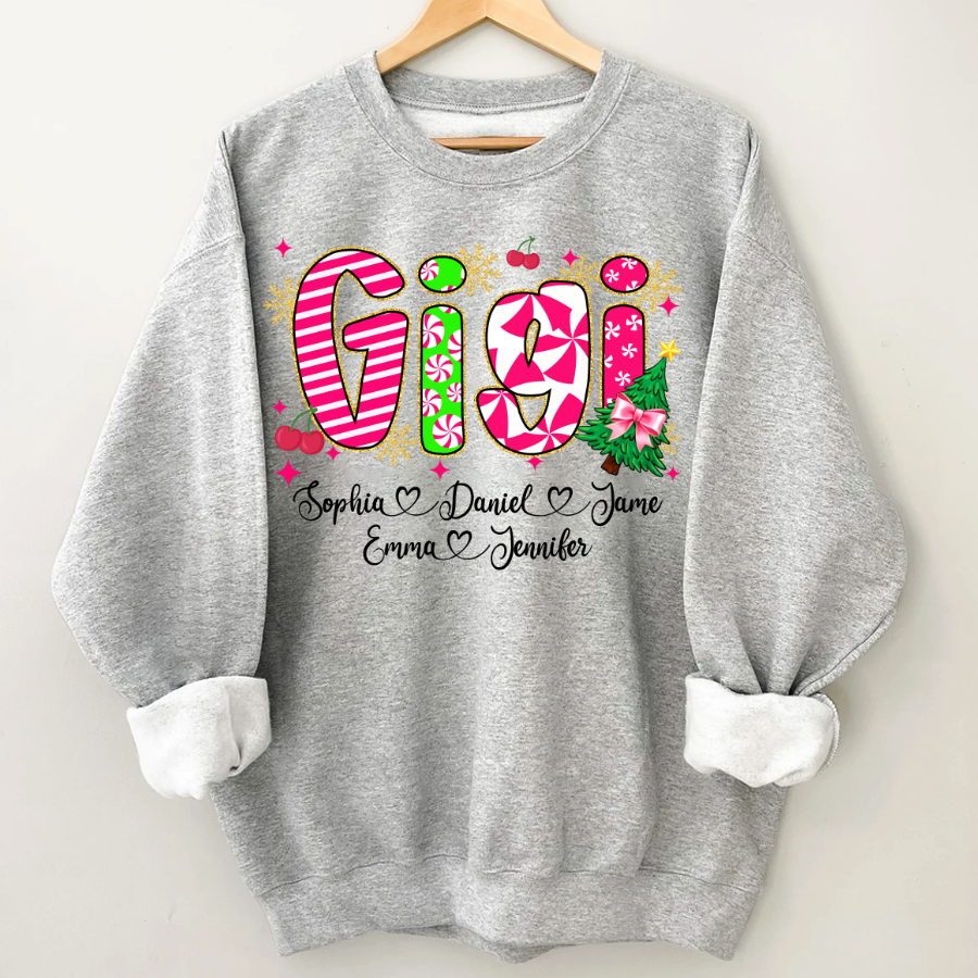 Glitter Christmas Colorful Gigi Custom Grandma And Grandkids Shirt