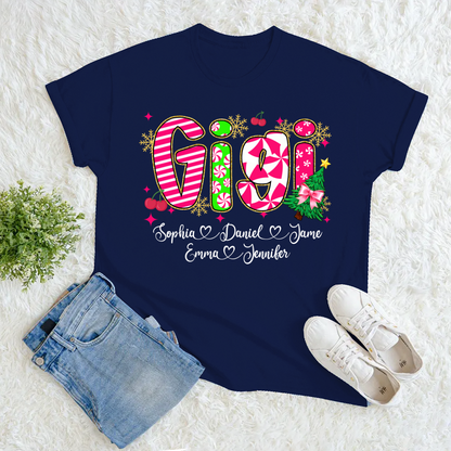 Glitter Christmas Colorful Gigi Custom Grandma And Grandkids Shirt