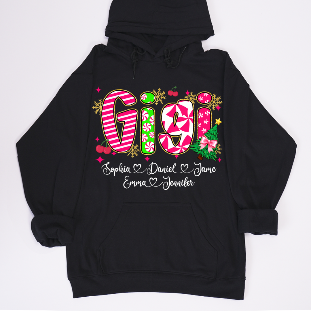 Glitter Christmas Colorful Gigi Custom Grandma And Grandkids Shirt