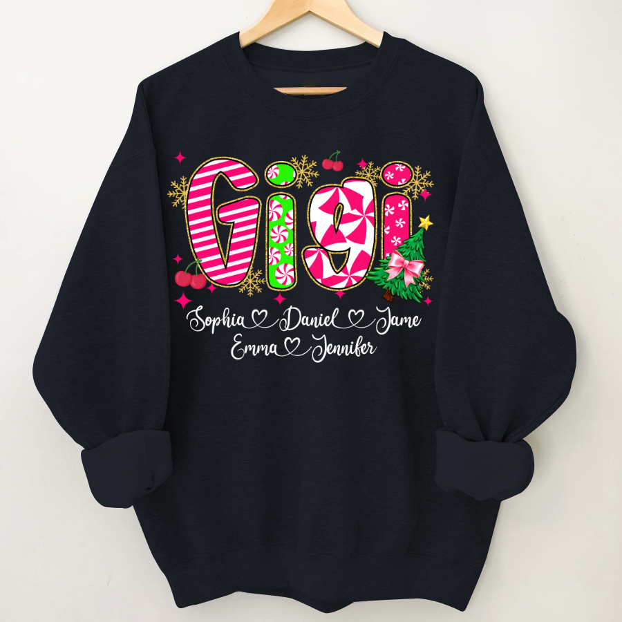Glitter Christmas Colorful Gigi Custom Grandma And Grandkids Shirt