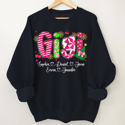 Glitter Christmas Colorful Gigi Custom Grandma And Grandkids Shirt