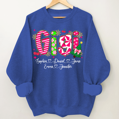 Glitter Christmas Colorful Gigi Custom Grandma And Grandkids Shirt