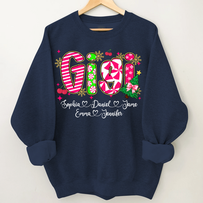 Glitter Christmas Colorful Gigi Custom Grandma And Grandkids Shirt