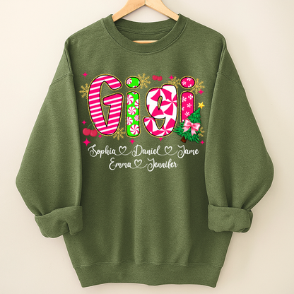 Glitter Christmas Colorful Gigi Custom Grandma And Grandkids Shirt