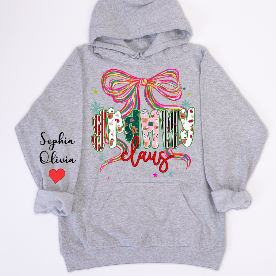 Grammy Claus Christmas Bow Custom Grandma And Grandkids Shirt