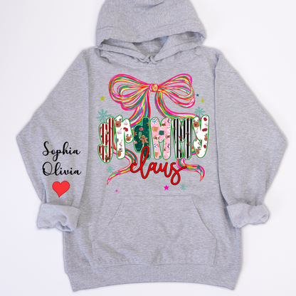 Grammy Claus Christmas Bow Custom Grandma And Grandkids Shirt