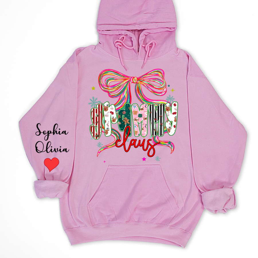 Grammy Claus Christmas Bow Custom Grandma And Grandkids Shirt