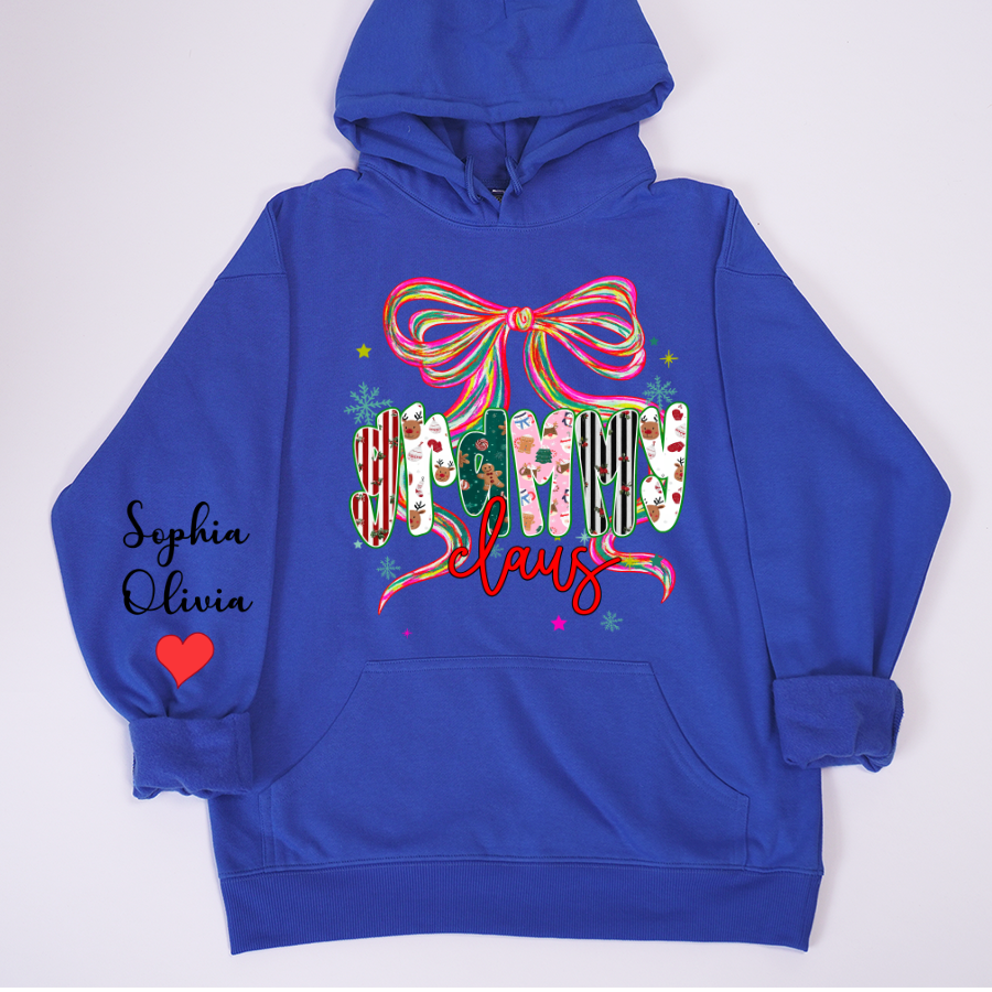 Grammy Claus Christmas Bow Custom Grandma And Grandkids Shirt