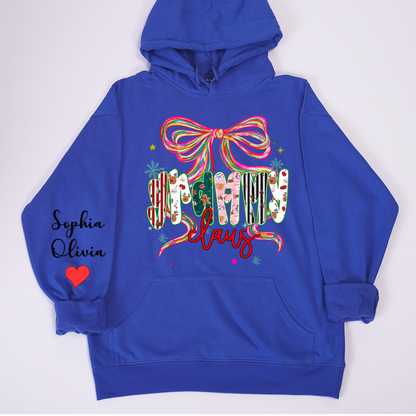 Grammy Claus Christmas Bow Custom Grandma And Grandkids Shirt