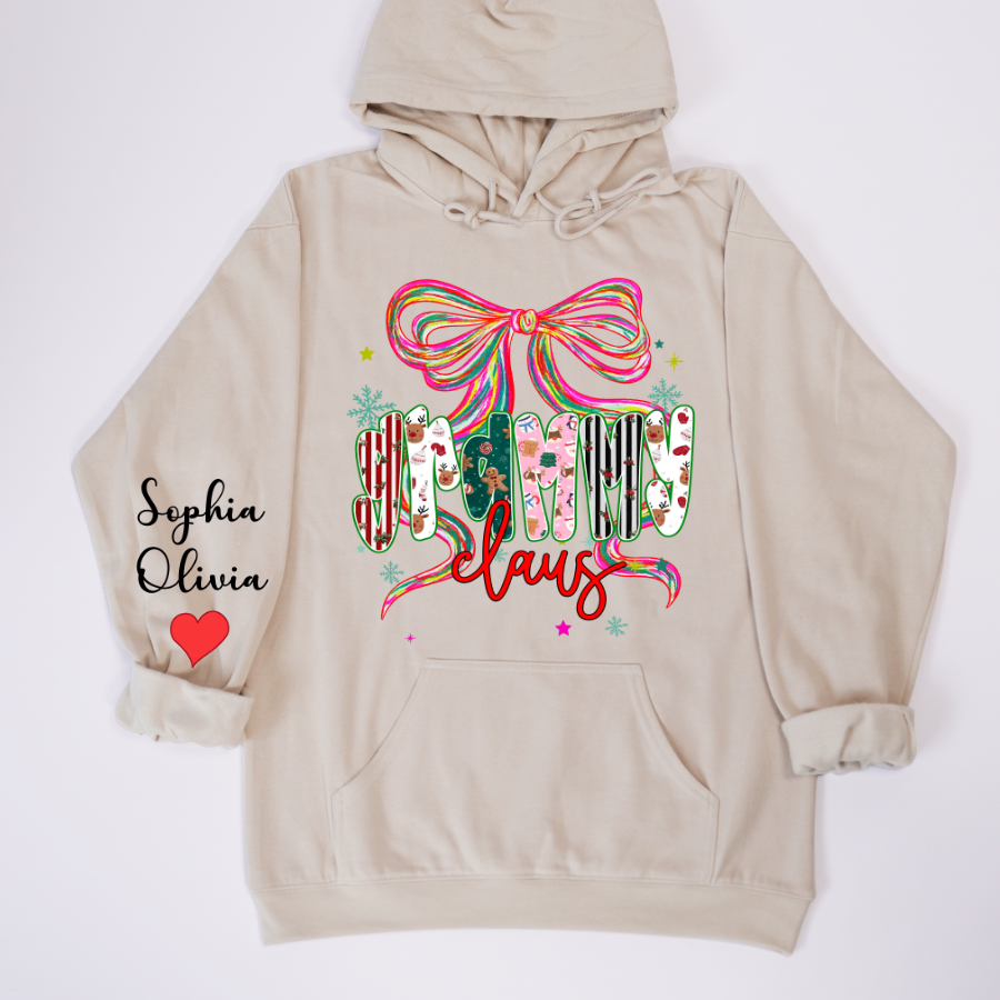 Grammy Claus Christmas Bow Custom Grandma And Grandkids Shirt