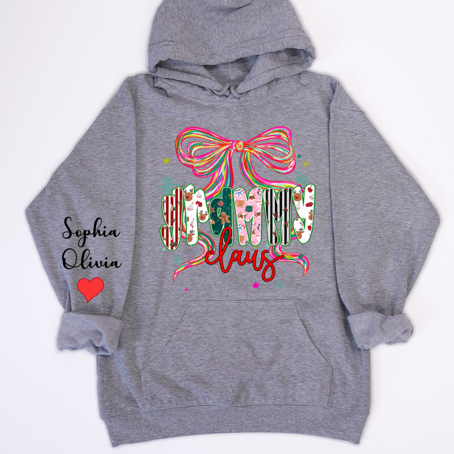 Grammy Claus Christmas Bow Custom Grandma And Grandkids Shirt