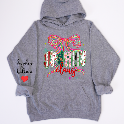 Grammy Claus Christmas Bow Custom Grandma And Grandkids Shirt