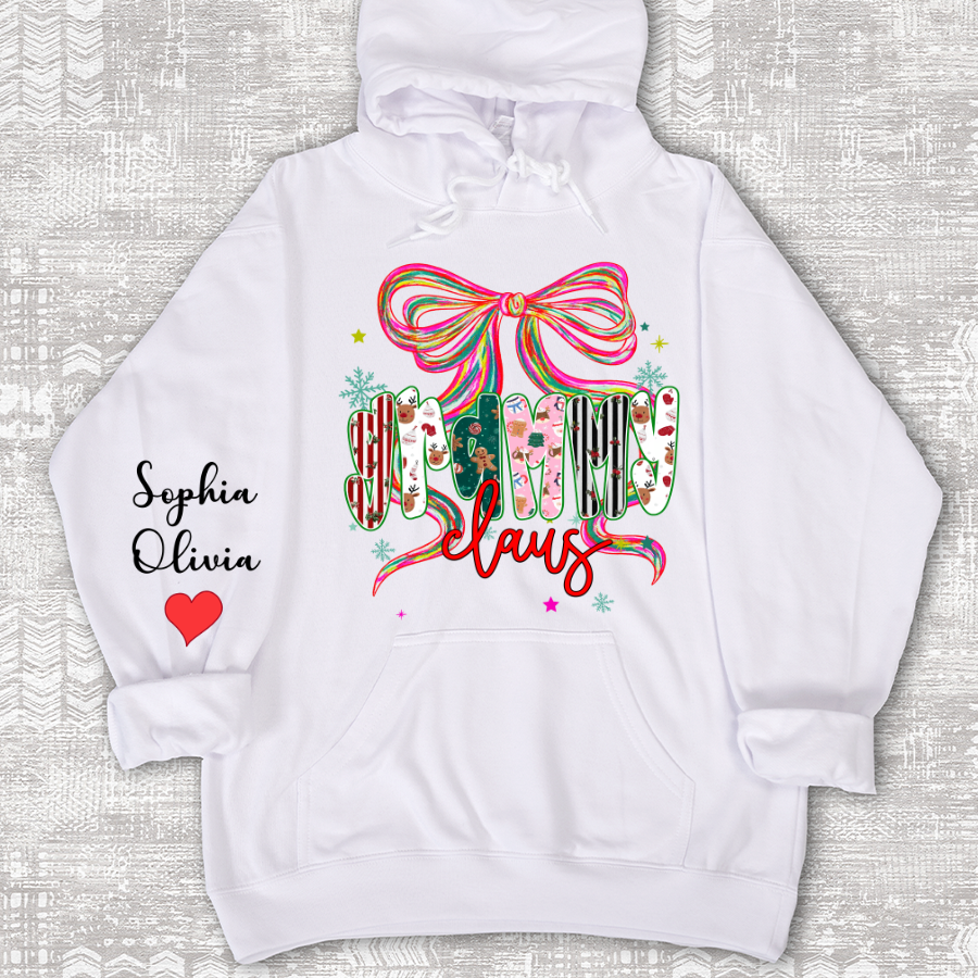 Grammy Claus Christmas Bow Custom Grandma And Grandkids Shirt