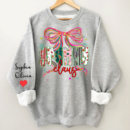 Grammy Claus Christmas Bow Custom Grandma And Grandkids Shirt