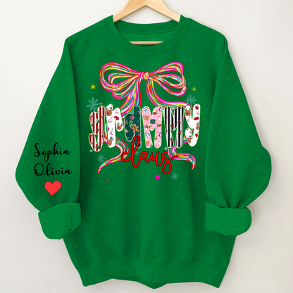 Grammy Claus Christmas Bow Custom Grandma And Grandkids Shirt