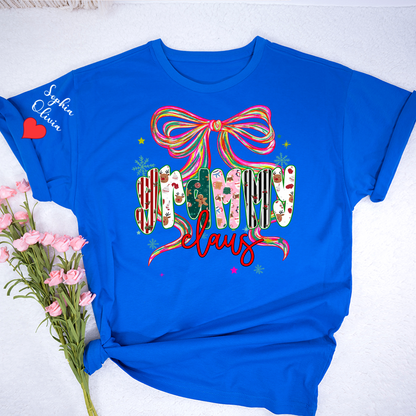 Grammy Claus Christmas Bow Custom Grandma And Grandkids Shirt