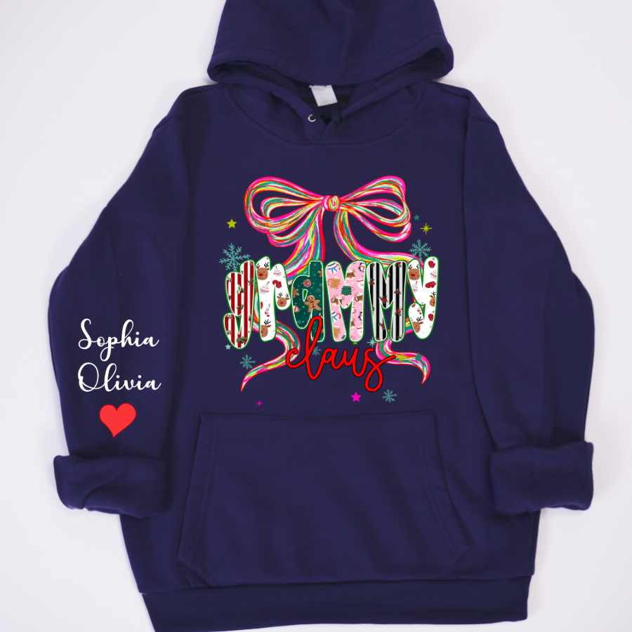 Grammy Claus Christmas Bow Custom Grandma And Grandkids Shirt