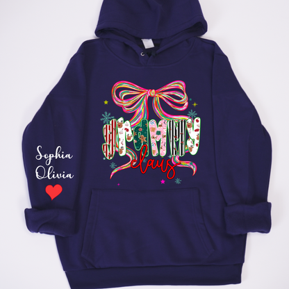 Grammy Claus Christmas Bow Custom Grandma And Grandkids Shirt