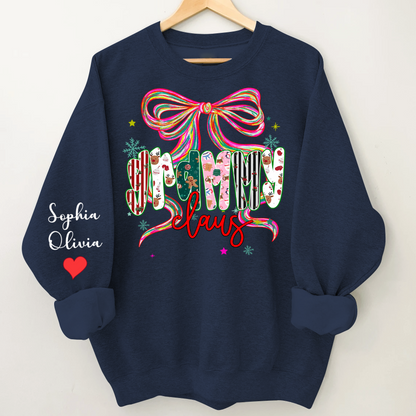 Grammy Claus Christmas Bow Custom Grandma And Grandkids Shirt