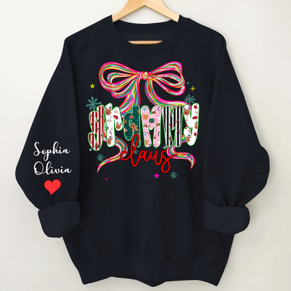 Grammy Claus Christmas Bow Custom Grandma And Grandkids Shirt