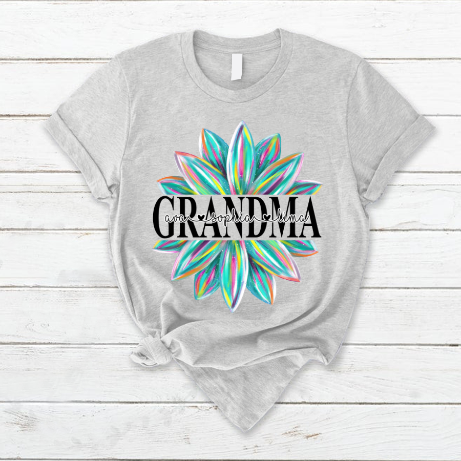 Grandma Flower Color 4 Shirt, Custom Grandma With Kids, Mother's Day TH T-Shirt