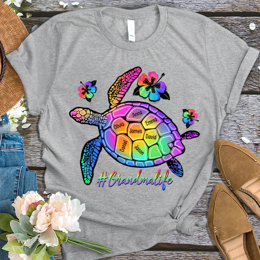 GrandmaLife Turtle With Grandmakids Summer T-Shirt